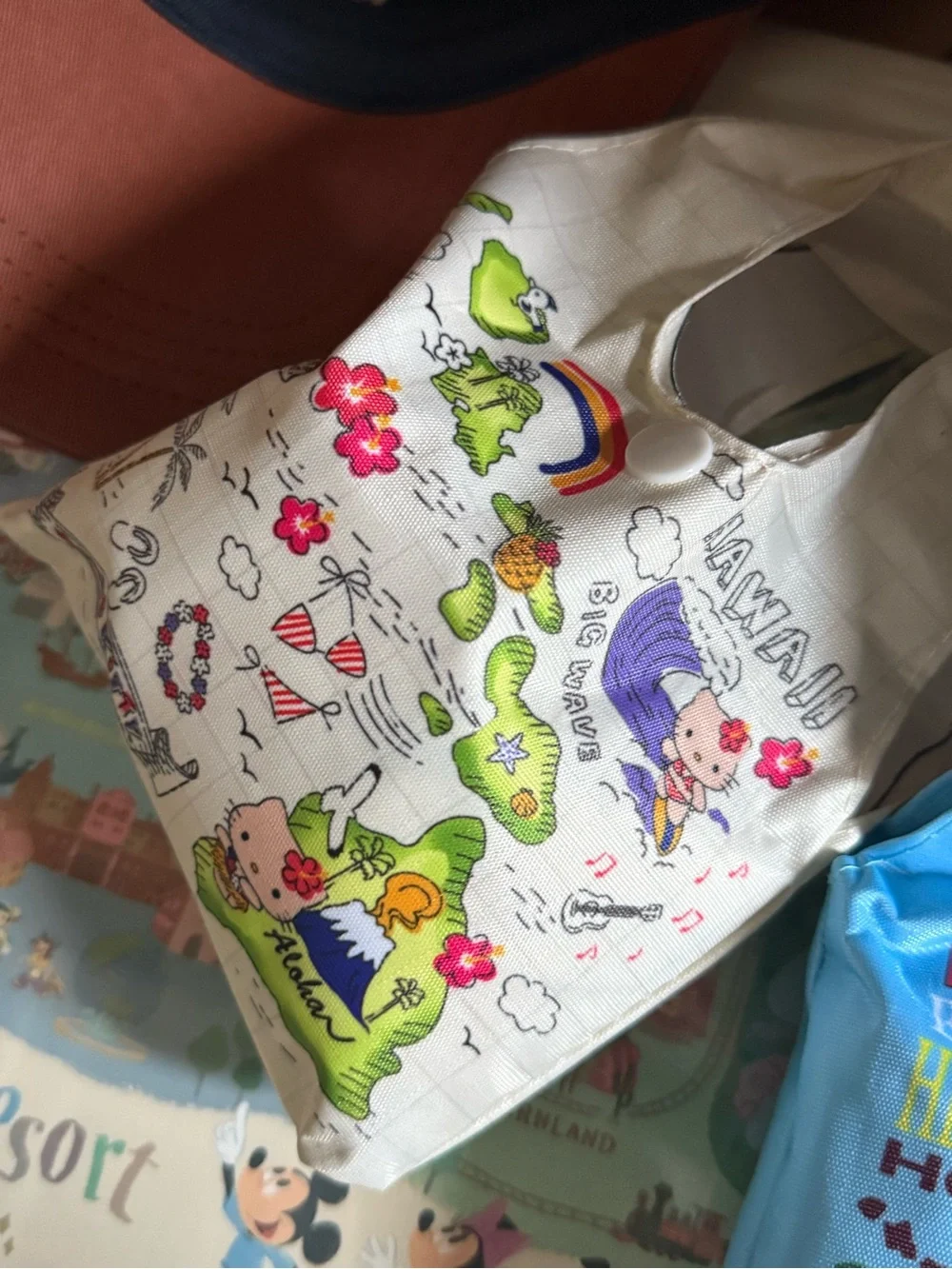 SANRIO Hello Kitty HAWAII Reusable Packaway Foldable Tote Bag W/ CASE, 2 sets